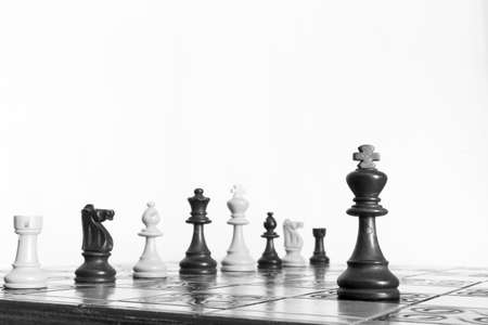 Chess photographed on a chessboardの写真素材