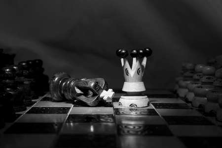 Chess photographed on a chessboardの写真素材