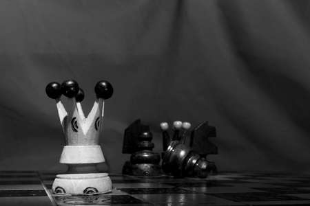 Chess photographed on a chessboard