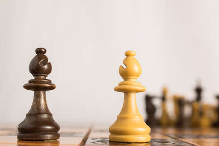 Chess photographed on a chessboardの写真素材