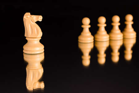 Chess photographed on a mirrorの写真素材