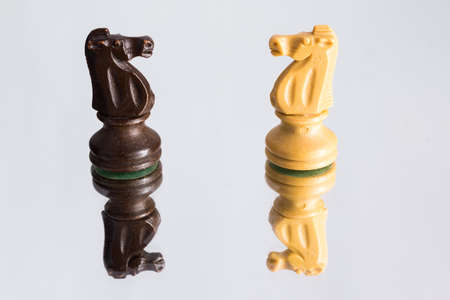 Chess photographed on a mirrorの写真素材