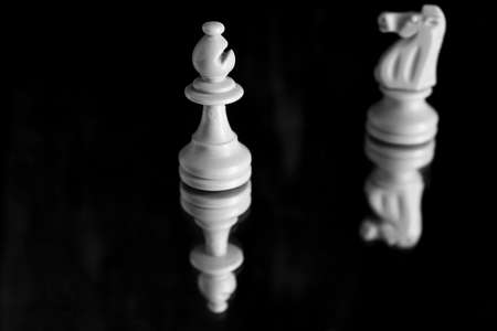 Chess photographed on a mirrorの写真素材