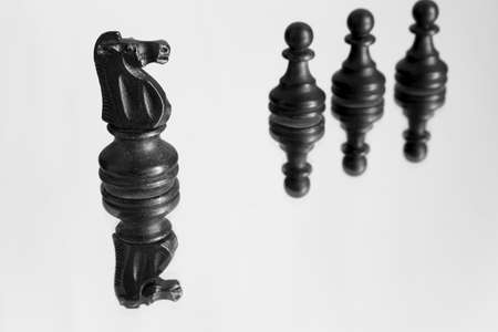 Chess photographed on a mirrorの写真素材