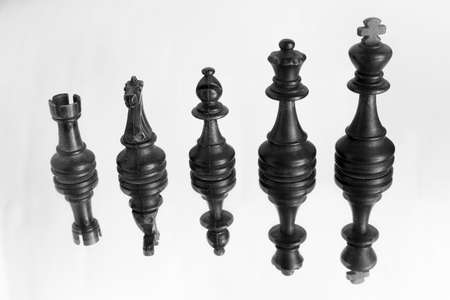 Chess photographed on a mirrorの写真素材