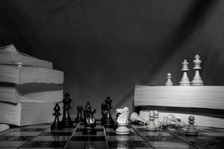 Chess photographed on a chessboardの写真素材