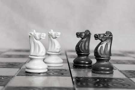 Chess photographed on a chessboardの写真素材