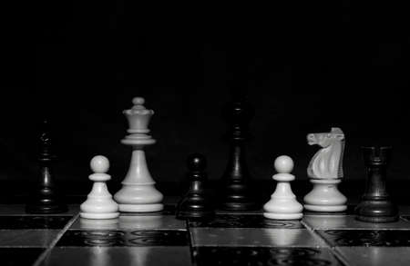 Chess photographed on a chessboardの写真素材