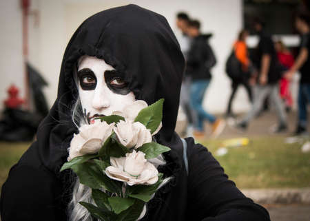 Exhibition of comics and its masked participants from charactersの写真素材