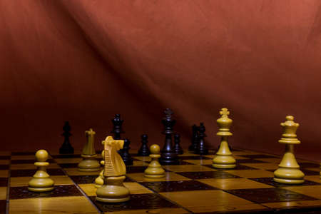 Chess photographed on a chessboard