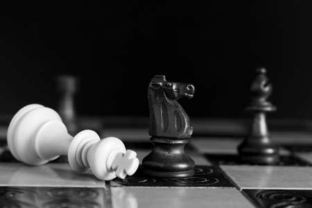 Chess photographed on a chessboardの写真素材