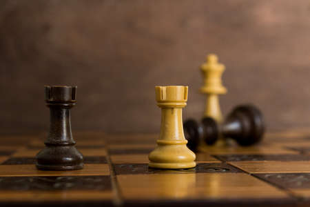 Chess photographed on a chessboardの写真素材