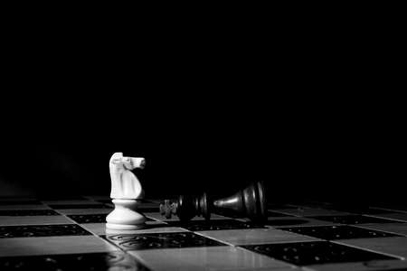 Chess photographed on a chessboardの写真素材