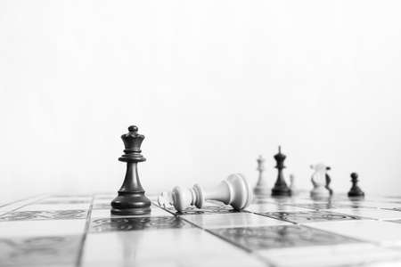 Chess photographed on a chessboardの写真素材