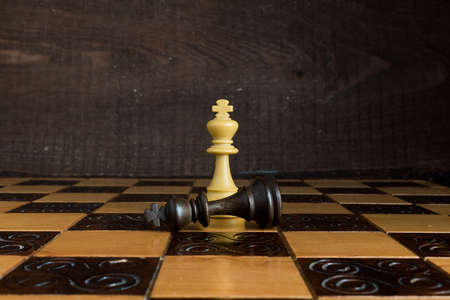 Chess photographed on a chessboardの写真素材