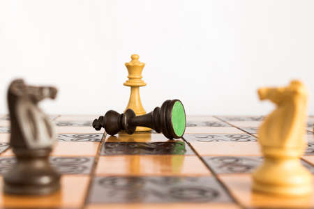 Chess photographed on a chessboardの写真素材