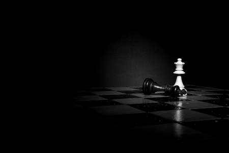 Chess photographed on a chessboardの写真素材