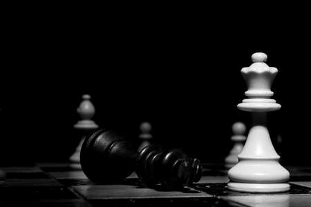 Chess photographed on a chessboardの写真素材