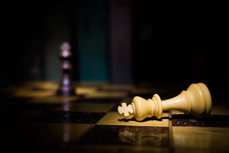 Chess photographed on a chessboardの写真素材