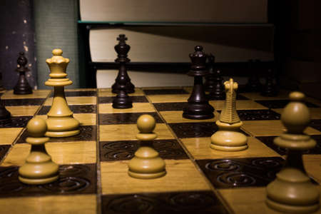 Chess photographed on a chessboardの写真素材