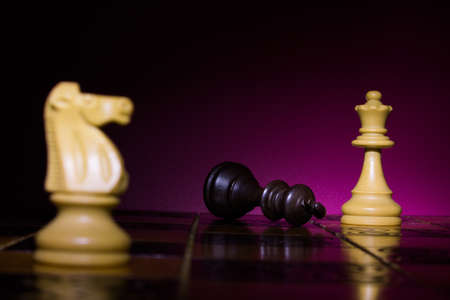 Chess photographed on a chessboardの写真素材
