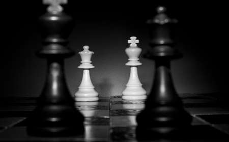 Chess photographed on a chessboard