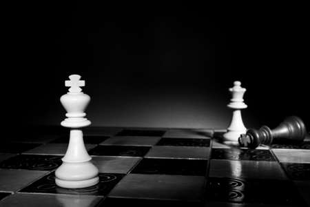 Chess photographed on a chessboard