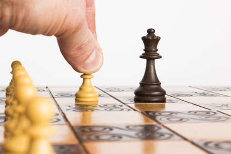 Chess photographed on a chessboardの写真素材