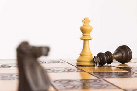 Chess photographed on a chessboardの写真素材