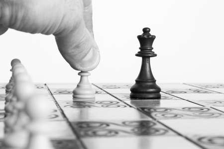 Chess photographed on a chessboardの写真素材