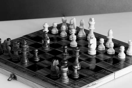 Chess photographed on a chessboardの写真素材