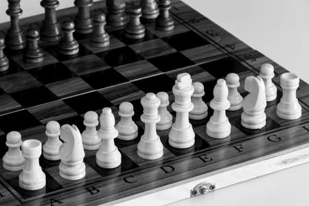 Chess photographed on a chessboardの写真素材