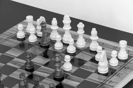 Chess photographed on a chessboardの写真素材