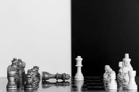 Chess photographed on a chessboardの写真素材