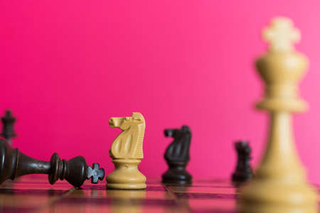 Chess photographed on a chessboardの写真素材