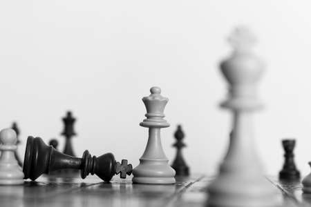 Chess photographed on a chessboardの写真素材