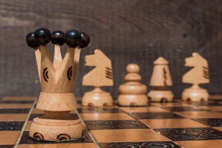 Chess photographed on a chessboardの写真素材