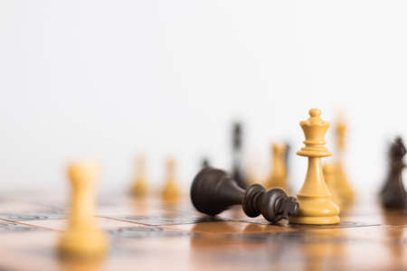 Chess photographed on a chessboardの写真素材