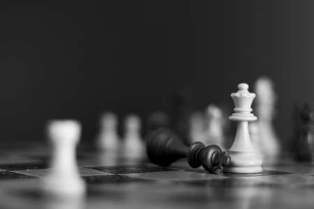 Chess photographed on a chessboardの写真素材