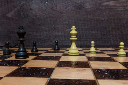 Chess photographed on a chessboard