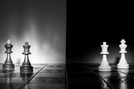 Chess photographed on a chessboardの写真素材