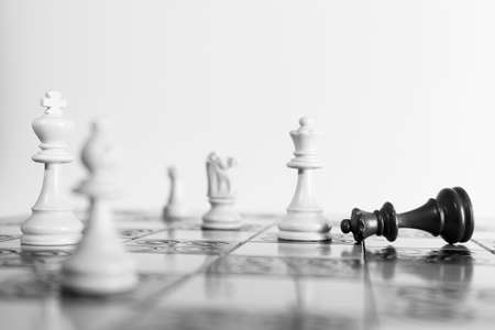 Chess photographed on a chessboardの写真素材
