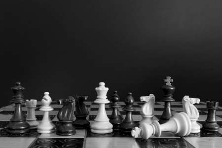 Chess photographed on a chessboardの写真素材