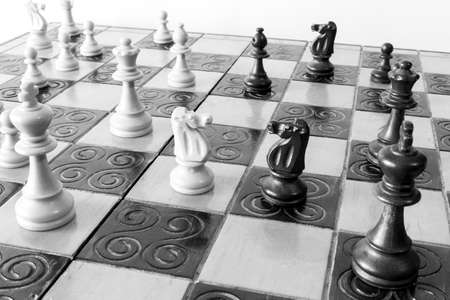 Chess photographed on a chessboard