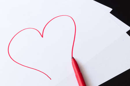 Colored pencils on a tableの写真素材