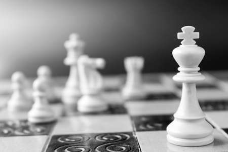 Chess photographed on a chessboardの写真素材