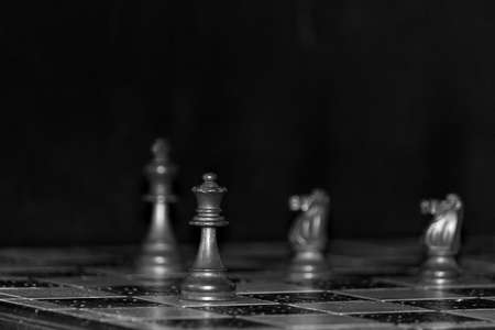 Chess photographed on a chessboardの写真素材