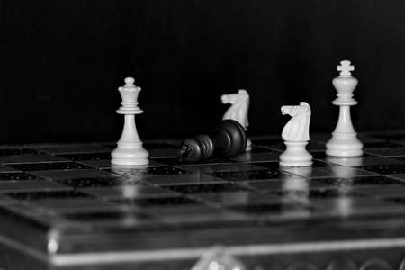 Chess photographed on a chessboardの写真素材