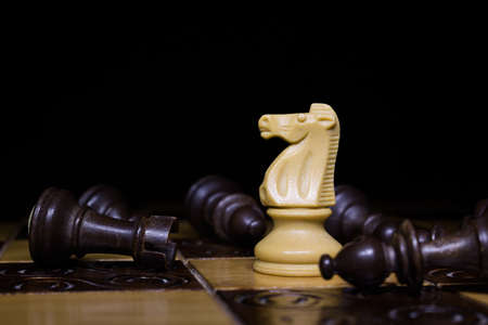 Chess photographed on a chessboardの写真素材