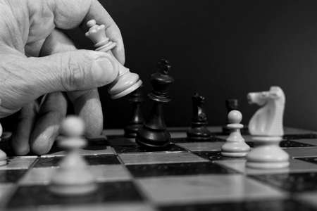 Chess photographed on a chessboardの写真素材